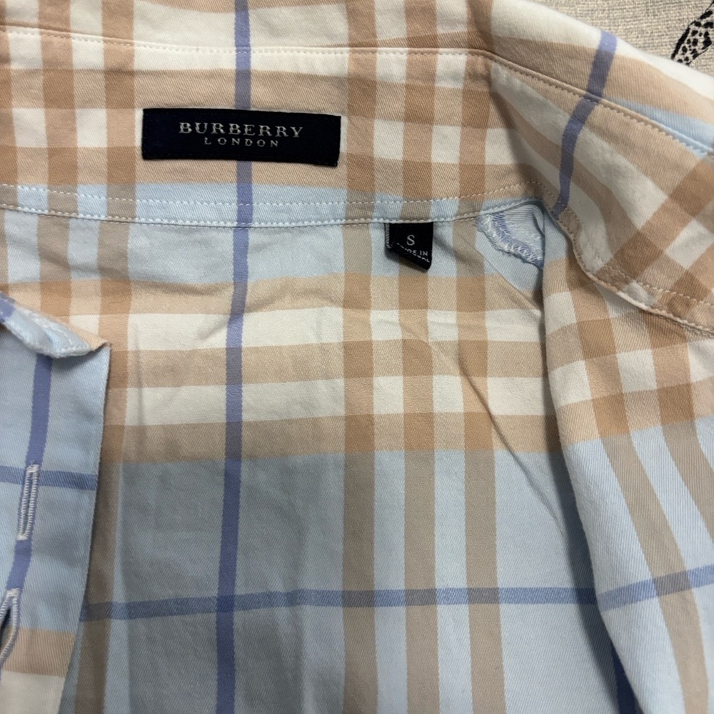 Burberry Ladies Plaid Shirt - Light Blue and Tan size S